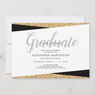 Class of 2019   Faux Gold Glitter Graduation Invitation