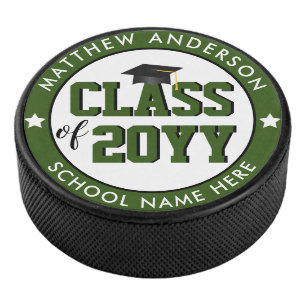 Class of 2019 Forest Green Graduate Graduation Hockey Puck