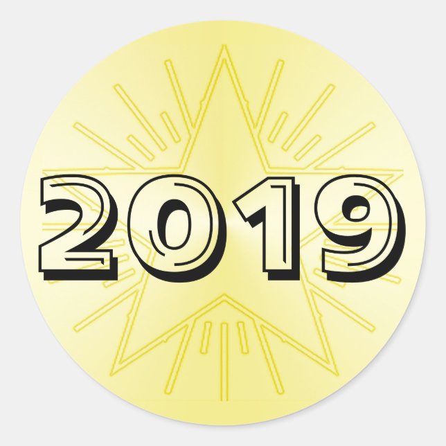 Class of 2019 Gold Star Round Sticker by Janz (Front)