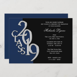 Class of 2019 Grad Silver with Colour Option Invitation