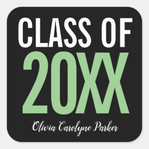 Class of 2019 Green Bold Personalised Graduation Square Sticker