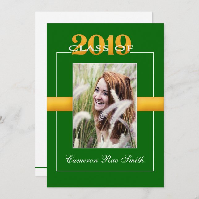Class of 2019 Green & Yellow Graduation Party Invitation (Front/Back)
