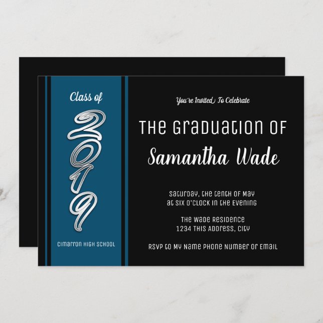 Class of 2019 High School or College Graduation Invitation (Front/Back)