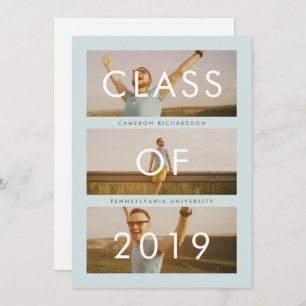 Class of 2019   Mint Three Photo Graduation Party Invitation