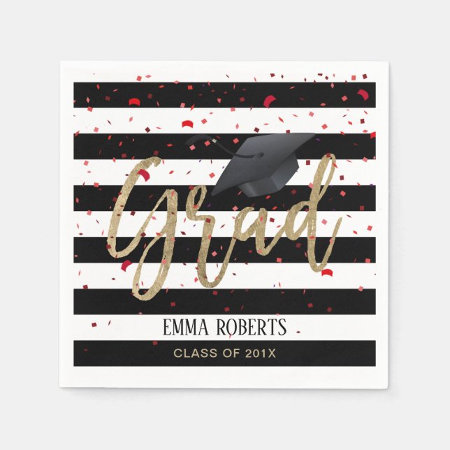 Class of 2019 Modern Stripes Graduation Napkin (Front)