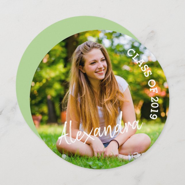 Class of 2019, Photo Graduation Party, Round Invitation (Front/Back)