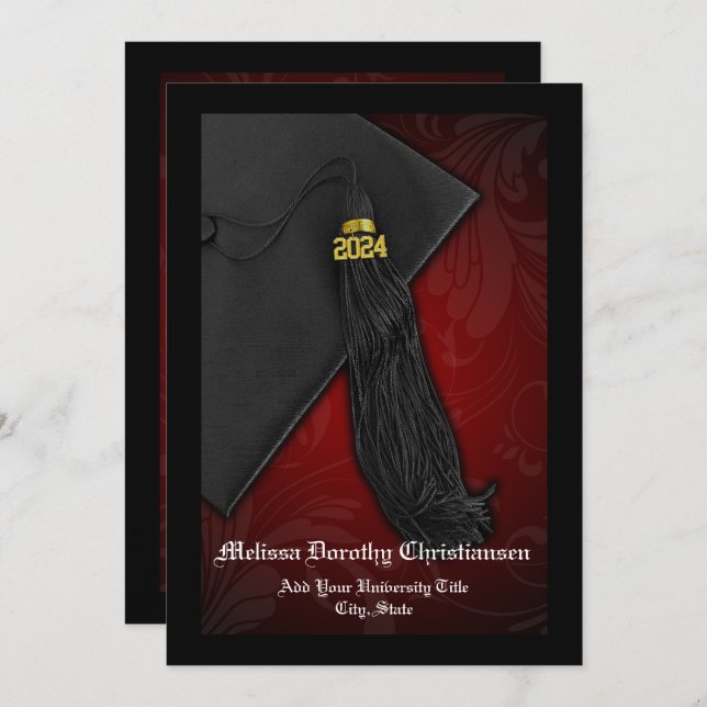 Class of 2019 Red Tassel College Graduation Invitation (Front/Back)