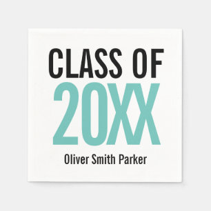 Class of 2019 Teal Bold  Modern Graduation Napkin