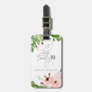 Class of 2019 watercolor floral graduate luggage tag