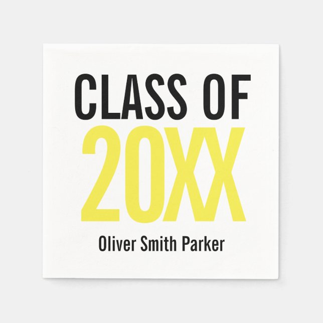 Class of 2019 Yellow Bold  Modern Graduation Napkin (Front)
