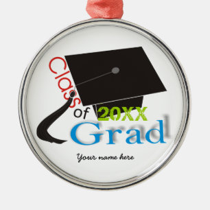 Class of 2020 blue Grad Graduation cap Metal Tree Decoration