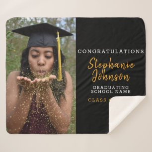 Class of 2020 Custom Photo Name Graduation Sherpa Blanket