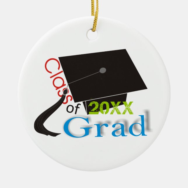 Class of 2020 Grad Graduation cap custom ornaments (Front)