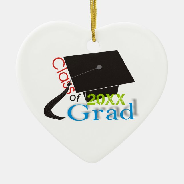 Class of 2020 Grad Graduation cap custom ornaments (Front)