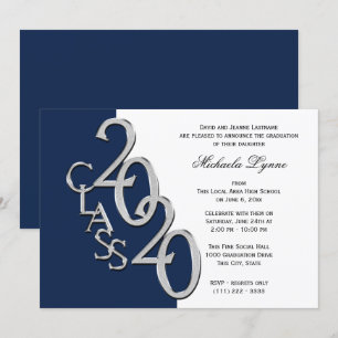 Class of 2020 Grad Silver with Colour Option Invitation