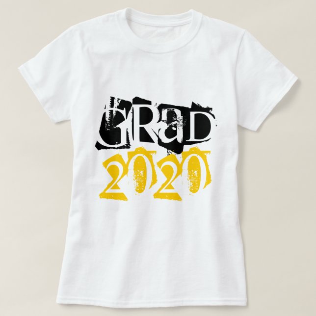 Class of 2020 grad yellow typography graduation T-Shirt (Design Front)