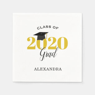 Class of 2020 Graduate   Modern Gold and Black Napkin