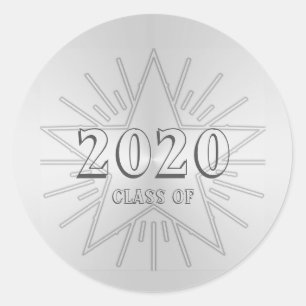 Class of 2020 Graduation Day by Janz Silver Star Classic Round Sticker