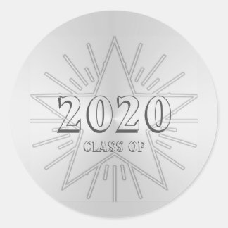 Class of 2020 Graduation Day by Janz Silver Star Classic Round Sticker