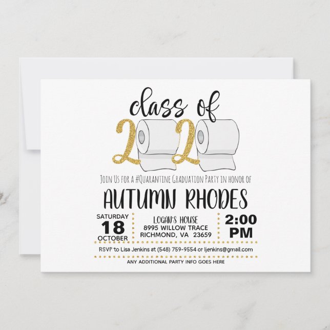 Class of 2020 Graduation Invitation - Funny TP GG (Front)