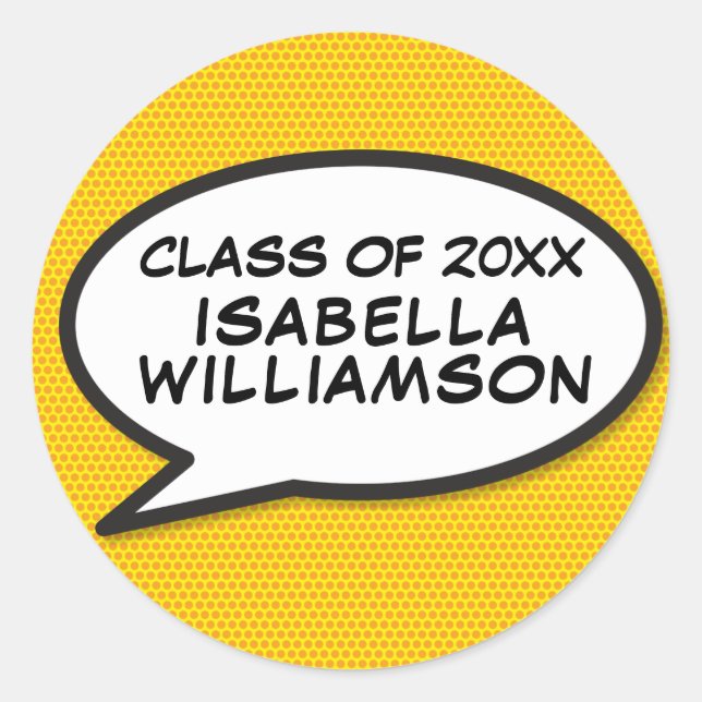 Class of 2020 Graduation Speech Bubble Fun Classic Round Sticker (Front)
