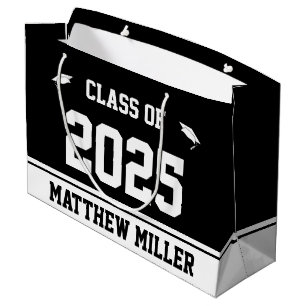 Class of 2021 and Name on Black and White Template Large Gift Bag