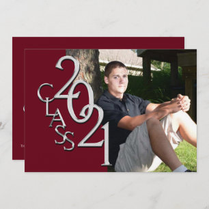 Class of 2021 Burgundy Photo Graduation Invitation
