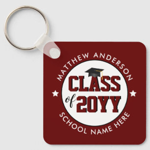 Class of 2021 Burgundy Red Graduate Graduation Key Ring
