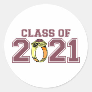 Class Of 2021 Class Ring (Maroon) Classic Round Sticker