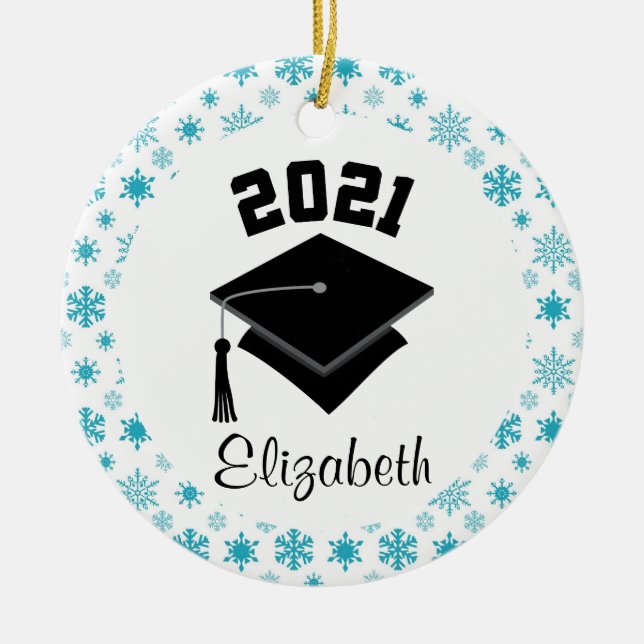 Class Of 2021 Custom Graduation Gift Ceramic Tree Decoration (Front)