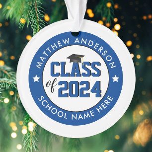 Class of 2021 Elegant Blue Graduate Graduation Ornament