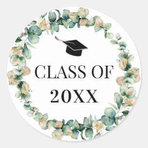 Class of 2021 Eucalyptus Botanical Graduation Classic Round Sticker
