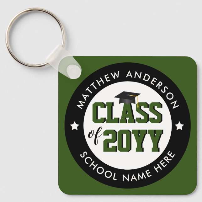 Class of 2021 Forest Green Graduate Graduation Key Ring (Front)