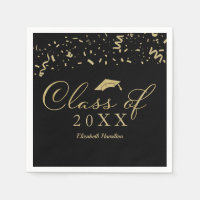 Class Of 2021 Gold Script Graduation Party Black