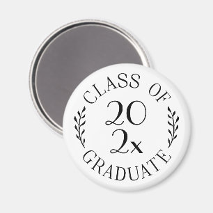 Class of 2021 Graduate Chic Black Typography Magnet