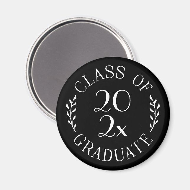 Class of 2021 Graduate Chic Typography Black Magnet (Front/Back)
