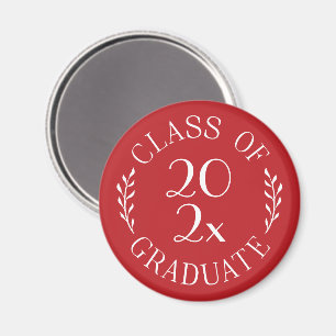 Class of 2021 Graduate Chic Typography Red Magnet