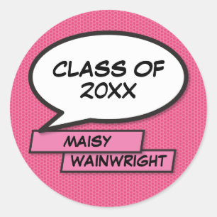 Class of 2021 Graduate Girly Pink Fun Graduation Classic Round Sticker