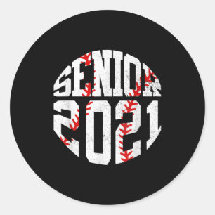 Class Of 2021 Graduate Senior 2021 Baseball Player Classic Round Sticker
