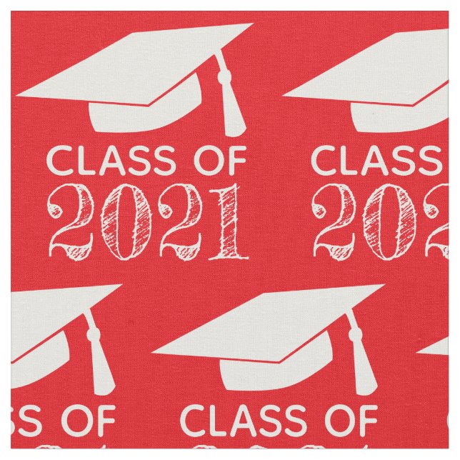 Class of 2021 Graduation Cap Red or Choose Colour Fabric (Close Up)