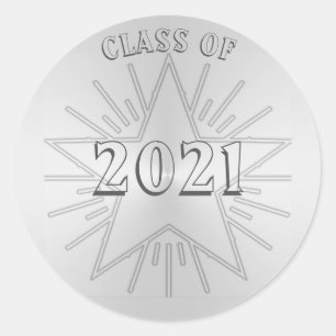Class of 2021 Graduation Day by Janz Silver Star Classic Round Sticker