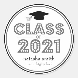 Class Of 2021 Graduation Favour (Grey / Black) Classic Round Sticker