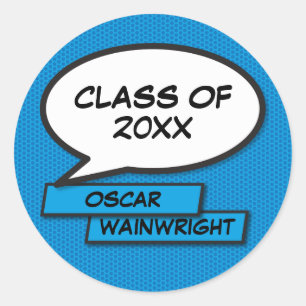 Class of 2021 Graduation Fun Modern Blue Classic Round Sticker
