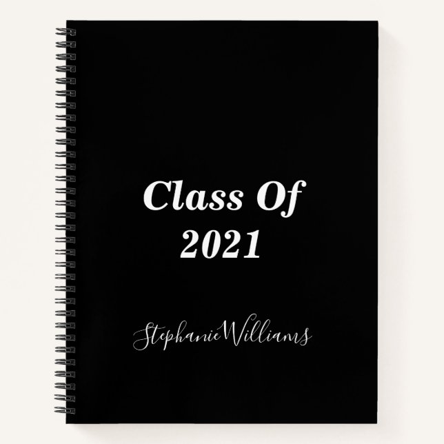 Class Of 2021 Graduation Monograms Black White Notebook (Front)