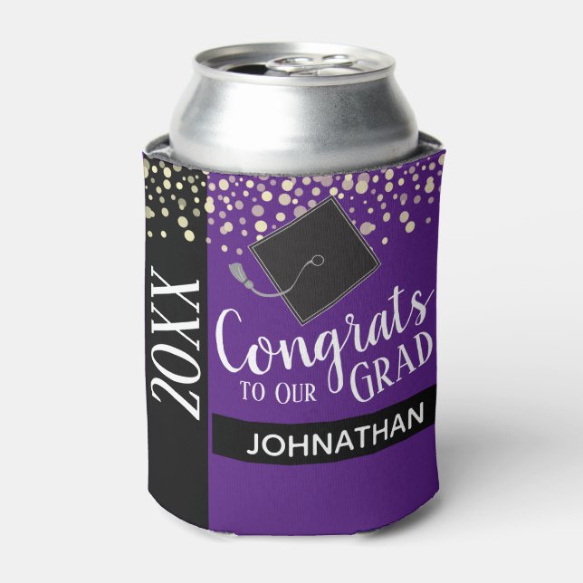 Class of 2021 Graduation Party Purple Can Cooler (Can Front)