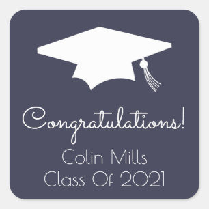 Class Of 2021 Label (Midnight Blue Graduation Cap)