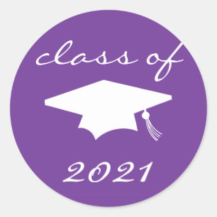 Class Of 2021 Label (Purple Graduation Cap)