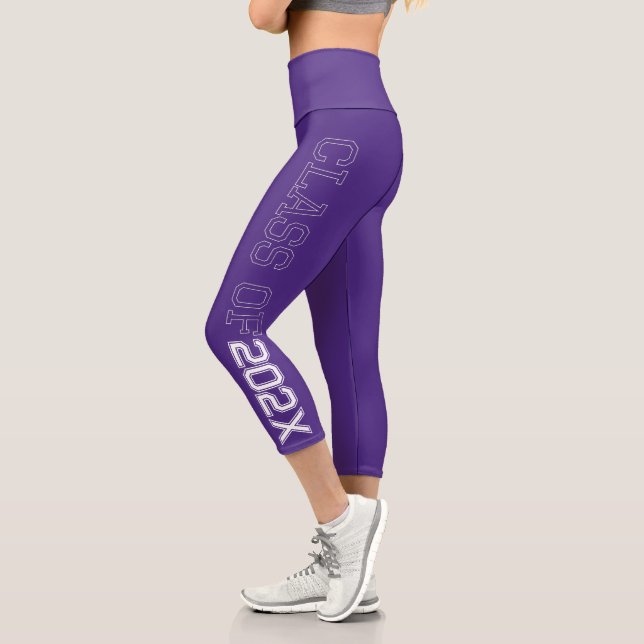 Class of 2021 Purple High Waisted Capris Leggings (Left)
