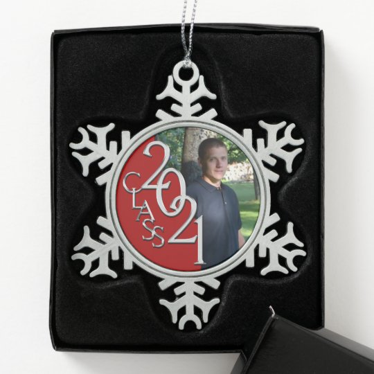 Download Class of 2021 Red Graduation Photo Snowflake Pewter ...