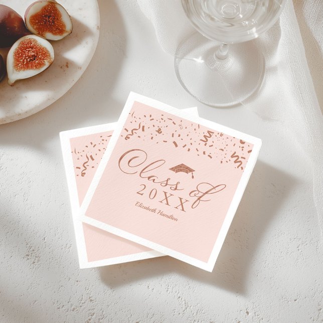 Class Of 2021 Rose Gold Foil Graduation Party Pink Napkin (Creator Uploaded)